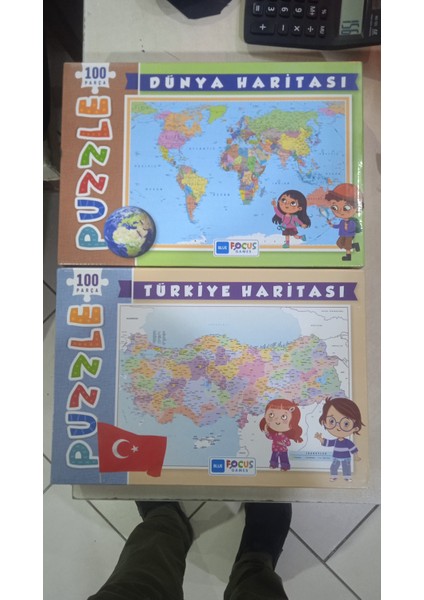 Türkiye ve Dünya Haritası 100 Er Parçalı Puzzle