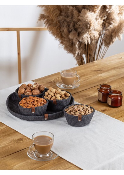 Örme Tepsili Çerez Takımı | Mutfak Organizeri | Antrasit modelleri