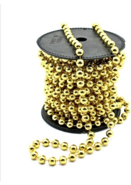 Yılbaşı Gold Zincir Süs 5 Metre Inci Çam Ağacı Süsü Noel Yemek Masası Taşı