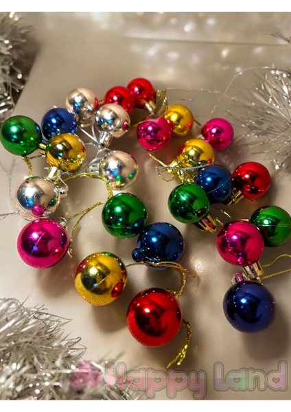 Yılbaşı Çam Ağacı Süsü 24 Adet 3 cm Renkli Renk Yılbaşı Topu Seti Yılbaşı Topları modelleri