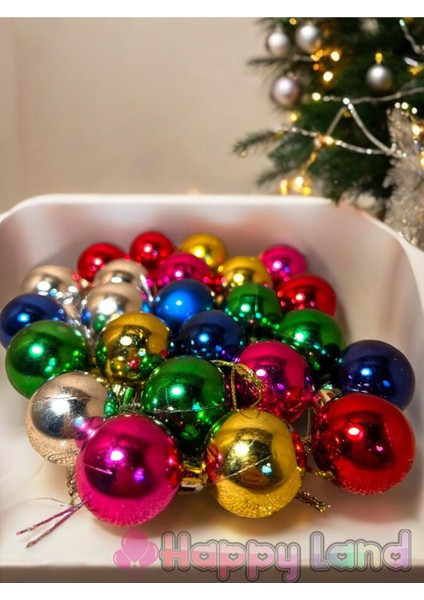 Yılbaşı Çam Ağacı Süsü 24 Adet 3 cm Renkli Renk Yılbaşı Topu Seti Yılbaşı Topları fırsatları