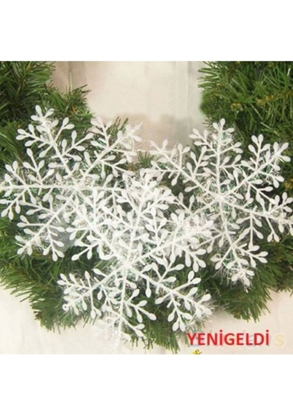 3’lü Kar Tanesi Simli Yılbaşı Süsü Simli Kar Tanesi