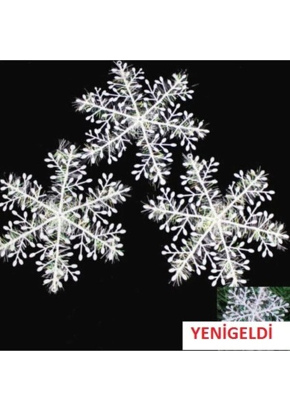 3’lü Kar Tanesi Simli Yılbaşı Süsü Simli Kar Tanesi