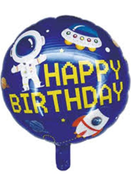 Astronot Konseptli Astronot , Uzay Gemisi , Roket ve Happy Birthday Folyo Balon Doğum Günü Seti