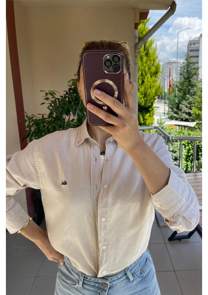 Oversize Krem Lagos Gömlek Krem