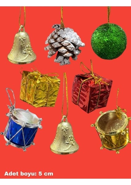 Yılbaşı Çam Ağacı Süsü Karışık Hediye Paketi ve Noel Baba
