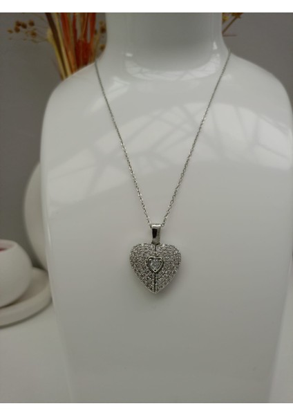 1.sınıf Çelik Kararma Yapmaz Silver Zirkon Taşlı Kalp Kanat Kolye fiyatları