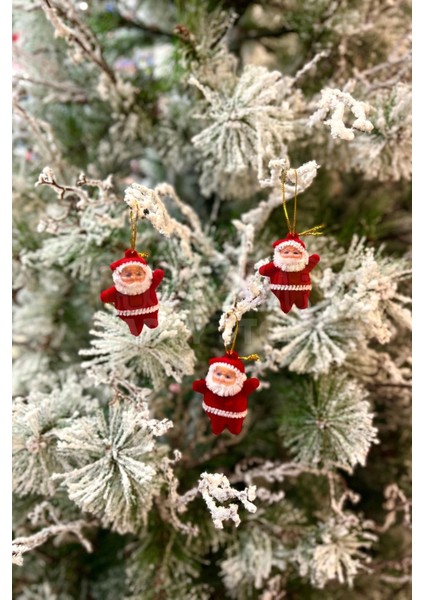 Noel Baba Yılbaşı Çam Ağacı Süsü 3'lü 5 cm Kırmızı Renk Kıyafetli Beyaz Sakallı Yeni Yıl Süsü fiyatları