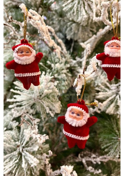 Noel Baba Yılbaşı Çam Ağacı Süsü 3'lü 5 cm Kırmızı Renk Kıyafetli Beyaz Sakallı Yeni Yıl Süsü fırsatları