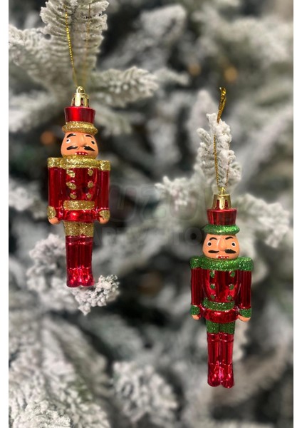 Fındıkkıran Kurşun Asker 13 cm Yılbaşı Ağacı Ağaç Süsü Metalik Kırmızı Yeşil Gold Simli Yeni Yıl