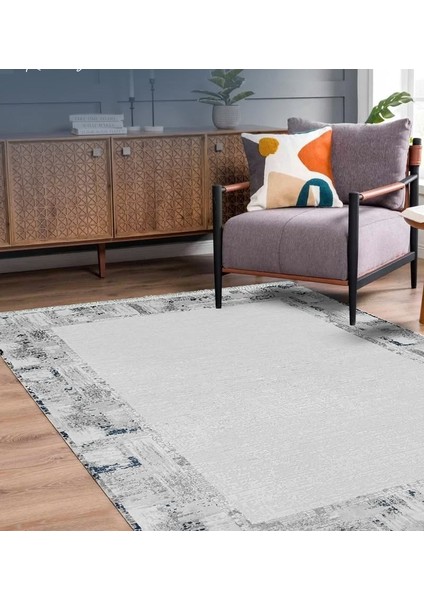 Victoria Koleksiyonu Viskon Akrilik Dokuma Lüks Saçaklı Halı 6012 Mavi