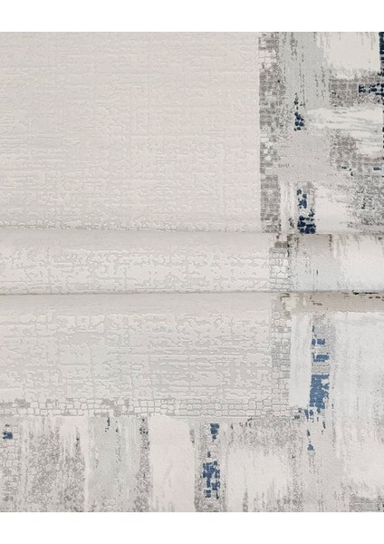 Victoria Koleksiyonu Viskon Akrilik Dokuma Lüks Saçaklı Halı 6012 Mavi modelleri