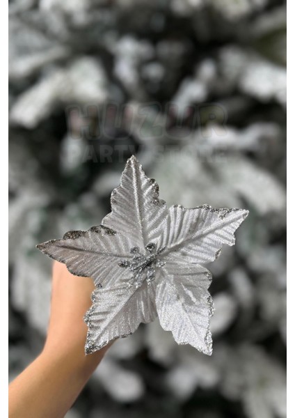 Gümüş Ata Çiçeği 15 cm Yapay Çiçek Yılbaşı Çam Ağacı Yeni Yıl Dekoru Tepecik Tohumları Gri Renk modelleri