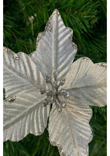 Gümüş Ata Çiçeği 15 cm Yapay Çiçek Yılbaşı Çam Ağacı Yeni Yıl Dekoru Tepecik Tohumları Gri Renk indirimleri