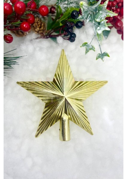 Yılbaşı Çam Ağacı Tepeliği Gold Renk Parlak 15X15 cm Altın Sarısı Yeni Yıl Sert Yıldız Tepelik fiyatları