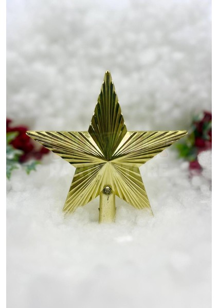 Yılbaşı Çam Ağacı Tepeliği Gold Renk Parlak 15X15 cm Altın Sarısı Yeni Yıl Sert Yıldız Tepelik modelleri