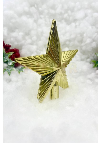 Yılbaşı Çam Ağacı Tepeliği Gold Renk Parlak 15X15 cm Altın Sarısı Yeni Yıl Sert Yıldız Tepelik fırsatları