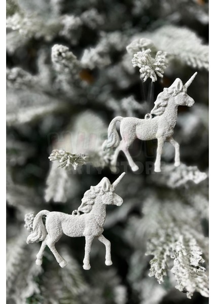 2 Adet Beyaz Pegasus At Yılbaşı Ağaç Süsü Kabartmalı Unicorn Simli 11 cm Yeni Yıl Çam Ağacı Süs fiyatları