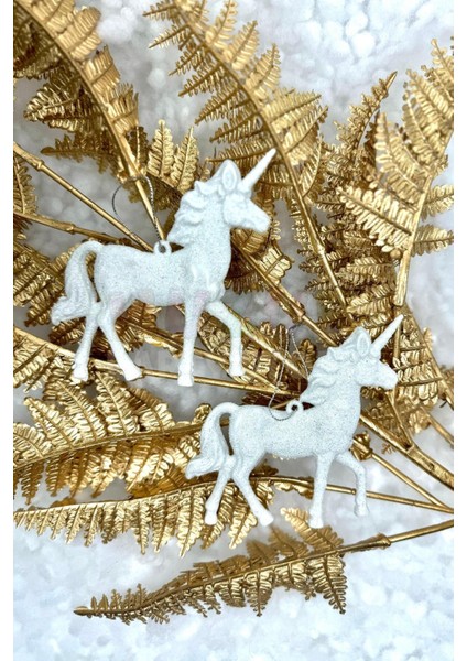 2 Adet Beyaz Pegasus At Yılbaşı Ağaç Süsü Kabartmalı Unicorn Simli 11 cm Yeni Yıl Çam Ağacı Süs fırsatları