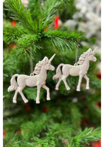 2 Adet Beyaz Pegasus At Yılbaşı Ağaç Süsü Kabartmalı Unicorn Simli 11 cm Yeni Yıl Çam Ağacı Süs indirimleri