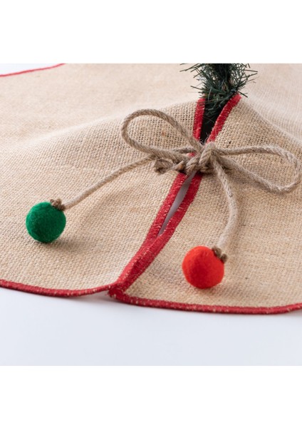 Yılbaşı Çam Ağacı Örtüsü Overlok Kenarlı Jüt Kırmızı 60 cm modelleri