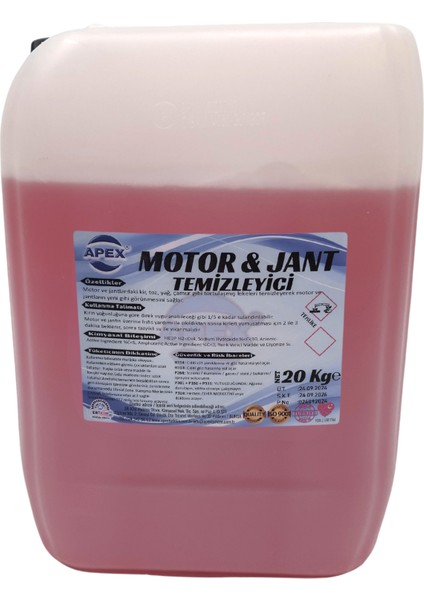 Oto Motor Ve Jant Temizleyici 20kg, Jant Parlatıcı Ve Araç Motor Temizleme Tek Formülde Fırça Hediye