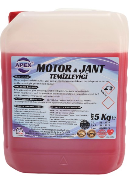 Oto Motor ve Jant Temizleyici 5kg, Jant Parlatıcı ve Araç Motor Temizleme Tek Formülde