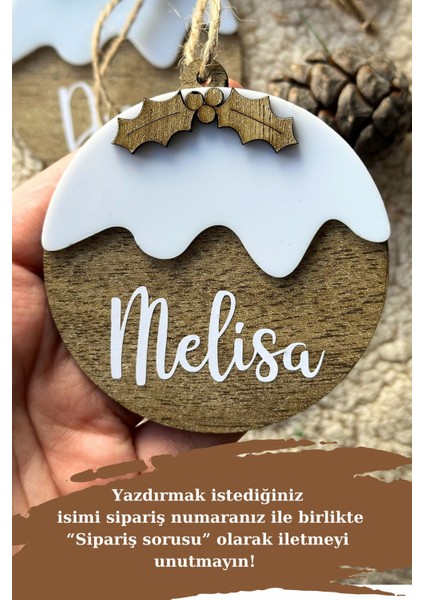 Ahşap Isme Özel Yılbaşı Ağaç Süsü 2li /isimli Hatıra Yılbaşı Ağacı Süsü / Yılbaşı Pudingi