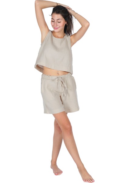 Loungewear Tek Bluz – %100 Pamuk Bürümcük Müslin Rahat Giyim fırsatları