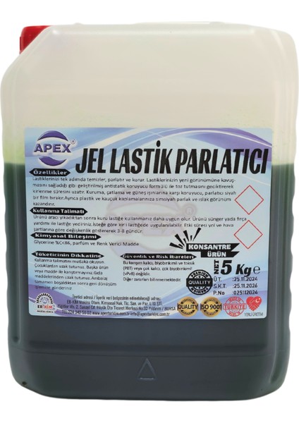 Oto Araç Lastik Parlatıcı Jel, Araba Lastik Parlatıcı ve Koruyucu - 5kg Lastik Parlatıcı