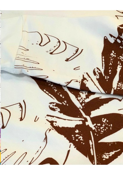 Yaprak Baskılı Günlük Mevsimlik Renkli Erkek Alt Üst Takım (Kahve) modelleri