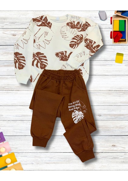 Yaprak Baskılı Günlük Mevsimlik Renkli Erkek Alt Üst Takım (Kahve) fırsatları
