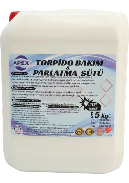 Oto Torpido Parlatıcı Süt,  Plastik Aksam Yenileyici ve  Araba Göğüs Parlatıcı 5kg