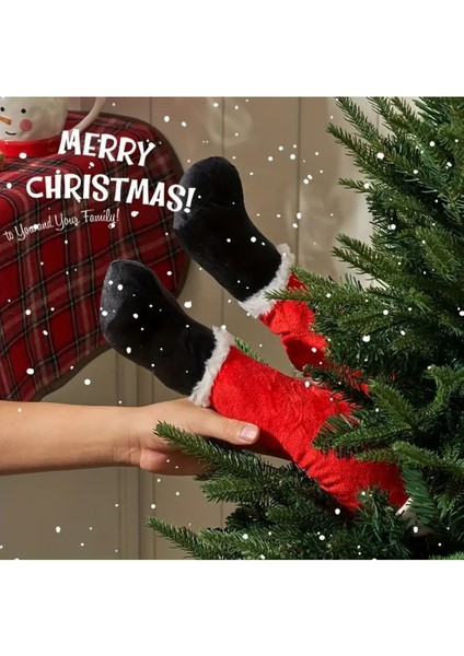 40CM Noel Baba Ayakları Pilli Hareket Eden Çam Ağacına Monte Yılbaşı Süsü (Treeside Kickers Santa) modelleri