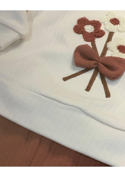 Çiçekli Volanlı Kol Aylık Kız Bebek Takım (Kahve) indirimleri