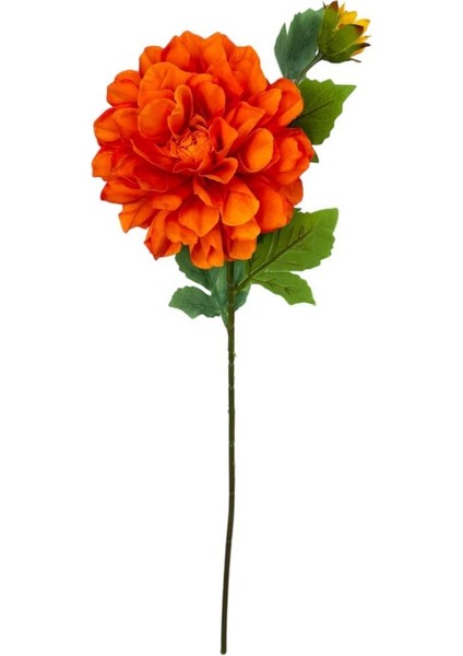 Yapay Çiçek Krizantem Orange Turuncu Tek Dal Tomurcuklu 65 x 17 cm Kumaş Çiçek Uzun Dal