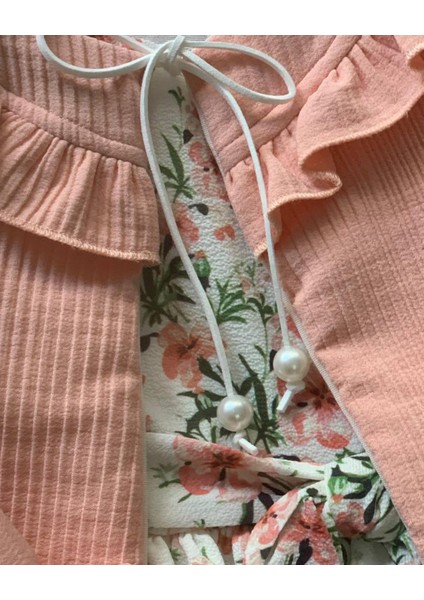 Kız Bebek Elbise Hırka Tül Altlı Takım (Pudra) modelleri