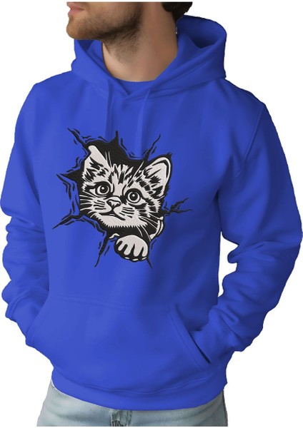 Erkek Tişört Hoodie 3 Iplik Nakış Kalın Pamuklu Kapüşonlu
