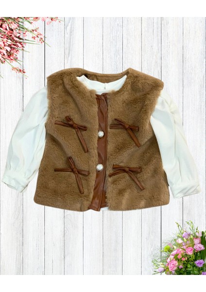 Kız Bebek Aylık Pantolonlu Peluş Yelek Penye Sweat Takım fırsatları