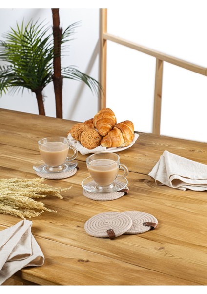 Jüt Örme Yanmaz Bardak Altlığı Seti | 4'lü, Bej fiyatları