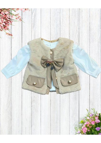 Kız Bebek Aylık Deri Etek Peluş Yelek Penye Sweat Takım modelleri