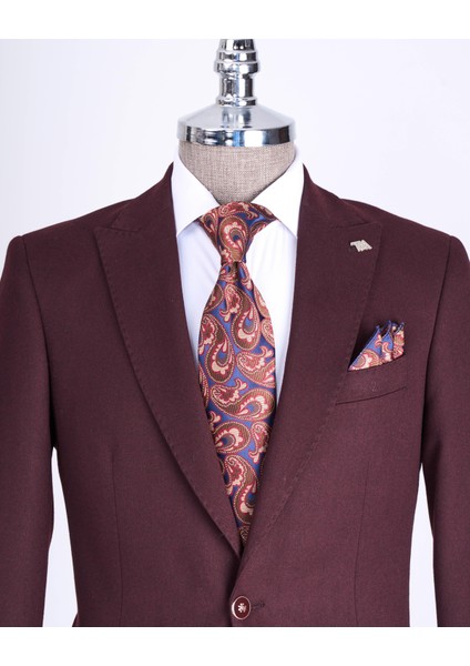 Italyan Stil Slim Fit Sivri Yaka Erkek Ceket Bordo T13238 fiyatları