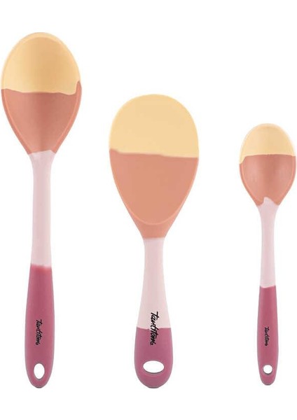 Pembe Renk Tonlu 3lü Silikon Kaşık Seti