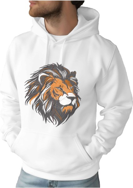 Erkek Tişört Hoodie 3 Iplik Nakış Kalın Pamuklu Kapüşonlu
