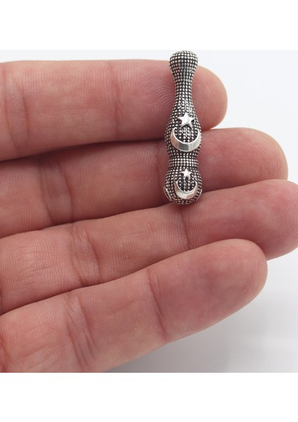 Ay Yıldız Işlemeli 925 Ayar Gümüş Tesbih Imamesi 201023433 modelleri