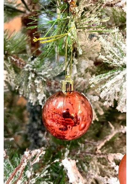 Parlak Mat Rose Gold Renkli Cici Top 5 cm 6'lı Yılbaşı Yeni Yıl Çam Ağacı Süsü Ipli Ağaca Asılan Sü fırsatları