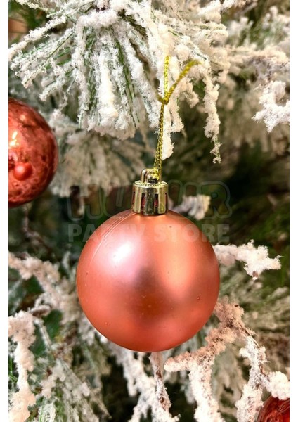 Parlak Mat Rose Gold Renkli Cici Top 5 cm 6'lı Yılbaşı Yeni Yıl Çam Ağacı Süsü Ipli Ağaca Asılan Sü indirimleri