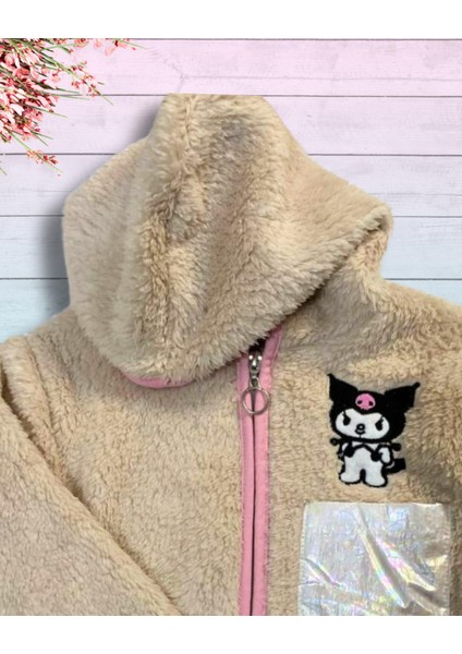 Fermuarlı Kapüşonlu Peluş Polar Baskılı Kız Bebek Mont (S.kahve) fiyatları