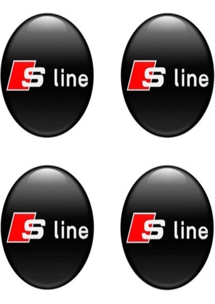 Audı S Line Logolu Jant Göbek Damla Stıcker (Siyah-Kırmızı)