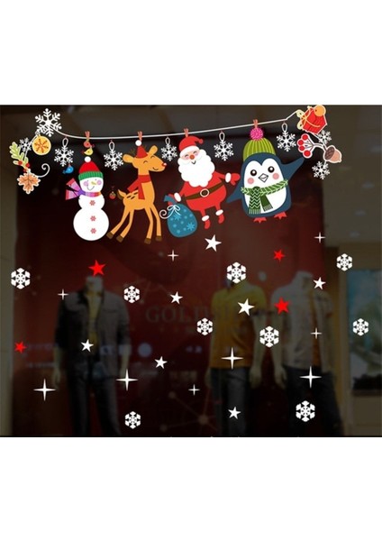 Yılbaşı Cam Sticker Statik Çekim Özellikli Noel Baba Figürler PP24